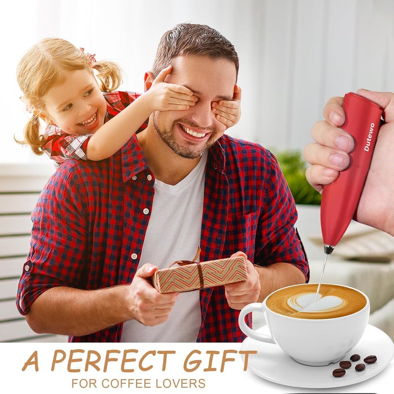 Dutewo Hand Mixer Milk Frother for Coffee - Frother Handheld Foam Maker for Lattes, Electric whisk Drink Mixer Mini Foamer for Cappuccino, Frappe, Matcha, Hot Chocolate, Red 199C - Image 4